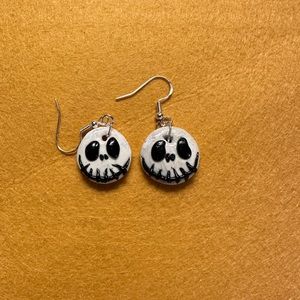 Handmade Polymer Clay Halloween Earrings - Jack Skellington